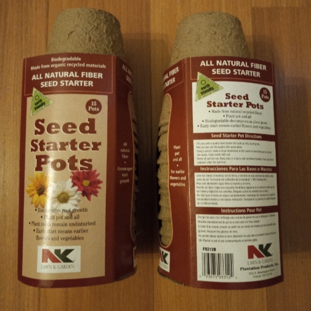 15 Pots,NK Lawn & Garden All Natural Fiber 3" Round Seed Starter Pots.
